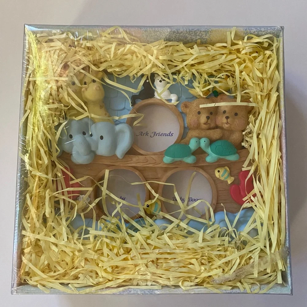 Hand Painted ARK FRIENDS 3-PHOTO FRAME By Baby Boom - New Sealed Box